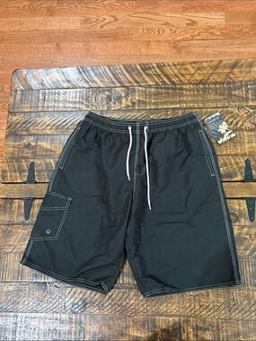 Black Men’s Swim Trunks with Contrast Stitching - Unbranded